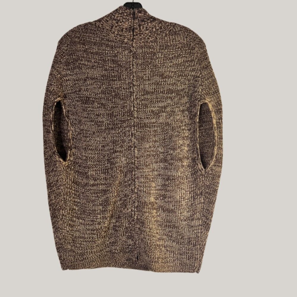 Brown/Tan Cocoon Sweater Cardigan - Sleeveless- Zip Front - New w/ Tags